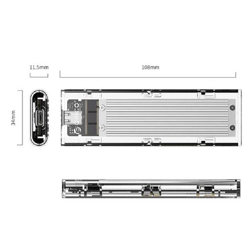 Box ổ cứng NVMe M.2 SSD ORICO TCM2-C3-SV Type C – Tốc độ 10Gbps