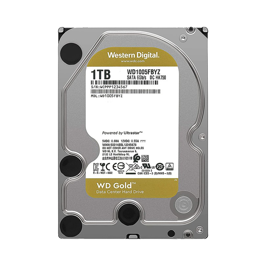 Ổ cứng HDD WD Gold (1TB/3.5 inch/SATA 3/128MB Cache/7200RPM) (WD1005FBYZ)