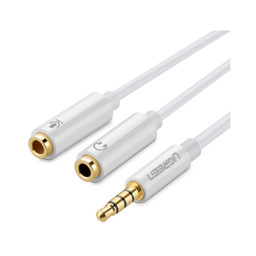 Cáp Audio từ 1 cổng 3.5 ra 2 cổng 3.5 Ugreen 10789 (1 cổng âm thanh + 1 mic)