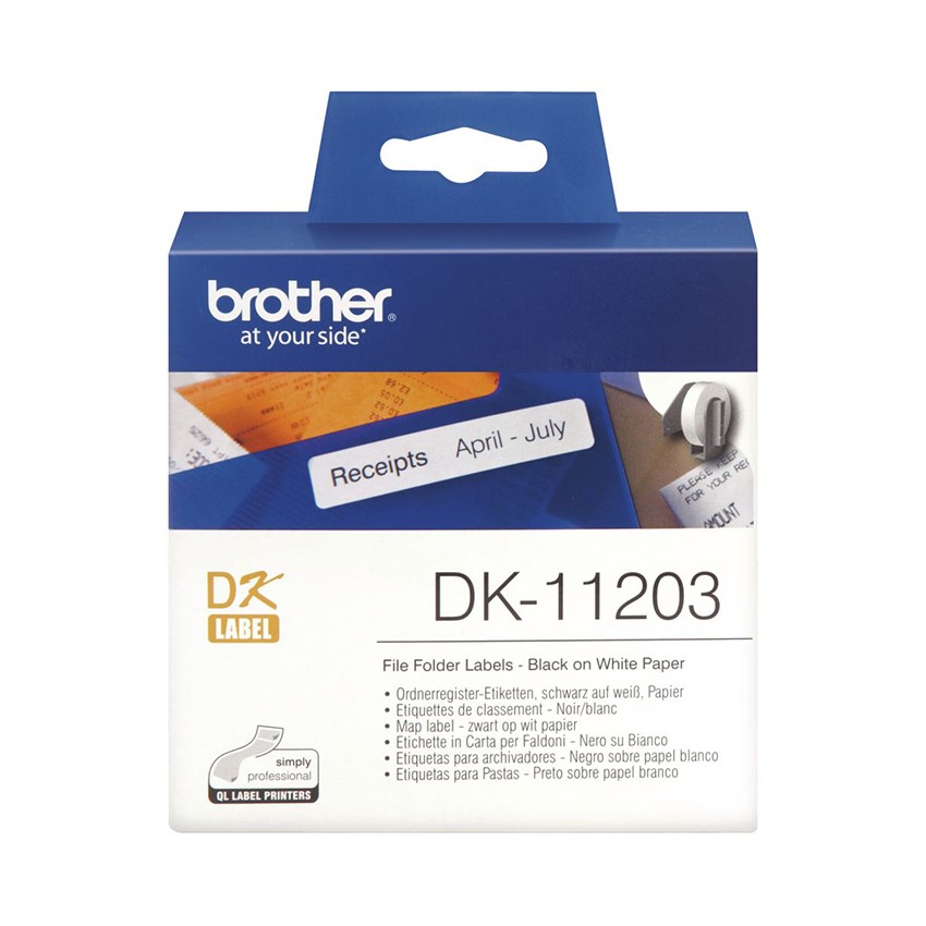 Giấy in nhãn Brother DK-11203, 29mm x 90mm, Chữ Đen Nền Trắng