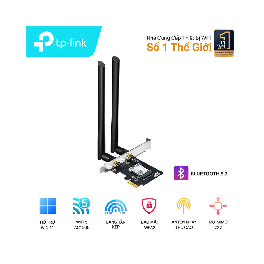 Card mạng không dây PCIe TP-Link Archer T5E Wireless AC1200, Bluetooth 4.0