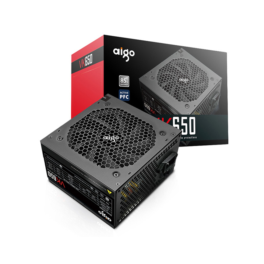 Nguồn máy tính AIGO VK650 – 650W (80 Plus/ Active PFC/ Single Rail)