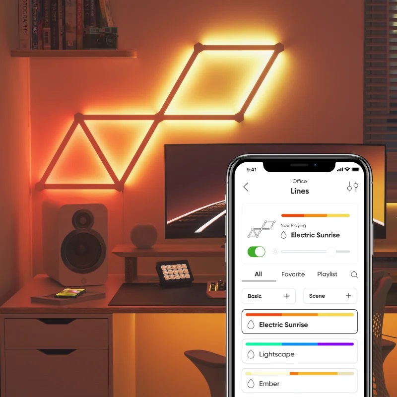 Bộ đèn dán tường thông minh Nanoleaf Lines – Dạng thanh – 9 miếng – Màu trắng