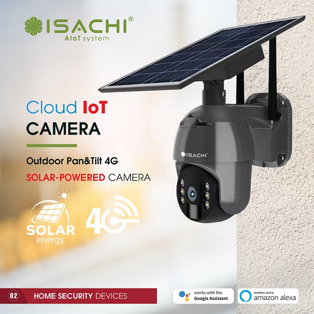 Camera WIFI ISACHI SC-PT04GB/CÓ KHE SIM 4G/ PIN NĂNG LƯỢNG MẶT TRỜI