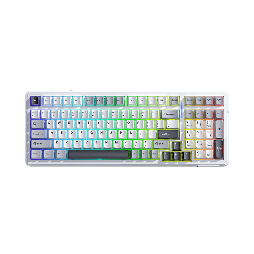 Bàn phím cơ AULA F99 3 mode (Xám trắng/Xám đậm), (TypeC + 2.4G + Bluetooth, Grey wood V3 switch, led RGB)