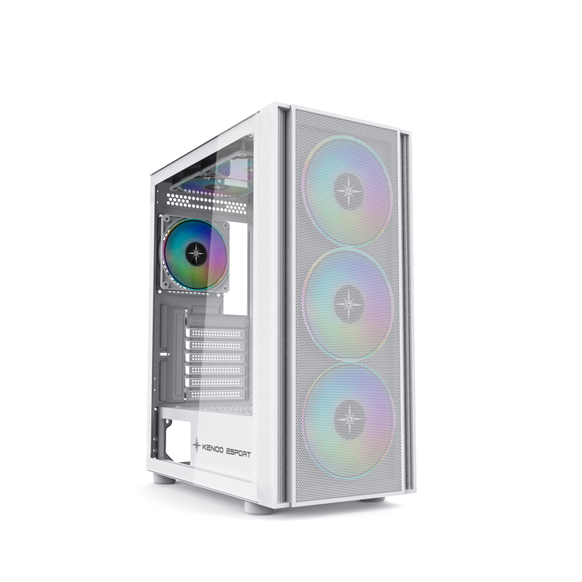 Vỏ case KENOO ESPORT EM700- 3F - Trắng (E-ATX/Mid Tower/3 Quạt)