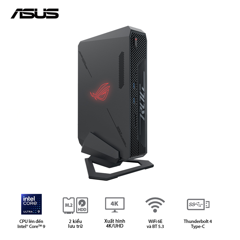 Bộ Mini PC Asus NUC ROG Intel RNUC14SRKU9189A1i (U9 185H)/16GD5*2/1TBSSD/Killer Wifi6E/Win11/ RTX 4070