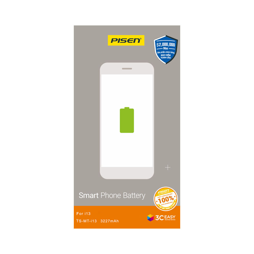 Pin iPhone 13 Chính Hãng Pisen (Dung lượng chuẩn 3227mAh)-TS-MT-I13(ORG)