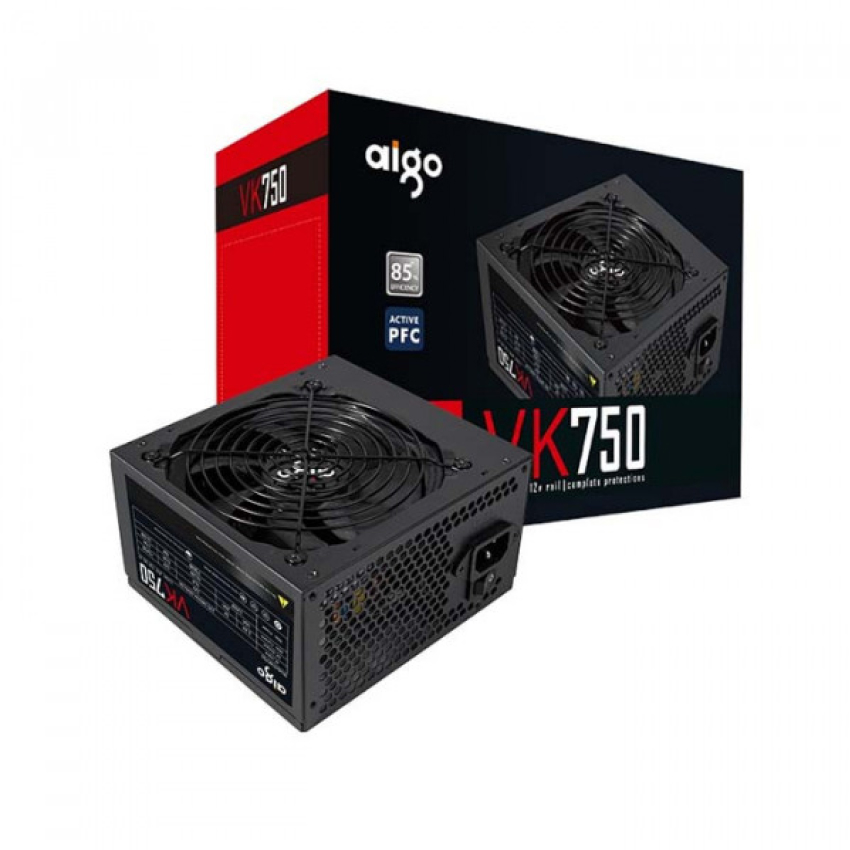 Nguồn máy tính AIGO VK750 – 750W (85 Plus/ Active PFC/ Single Rail)