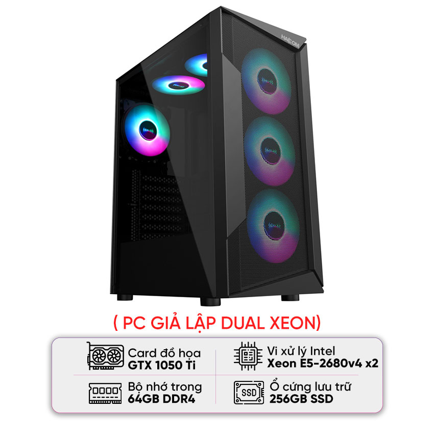 PC GIẢ LẬP DUAL XEON (E5-2680 V4/X99/64GB RAM/256GB SSD/GTX 1050Ti/750W)