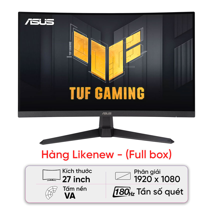 Màn hình ASUS TUF Gaming VG27VQ3B (27 inch/ FHD/VA/180Hz/1ms/Cong) – Likenew (Full box)