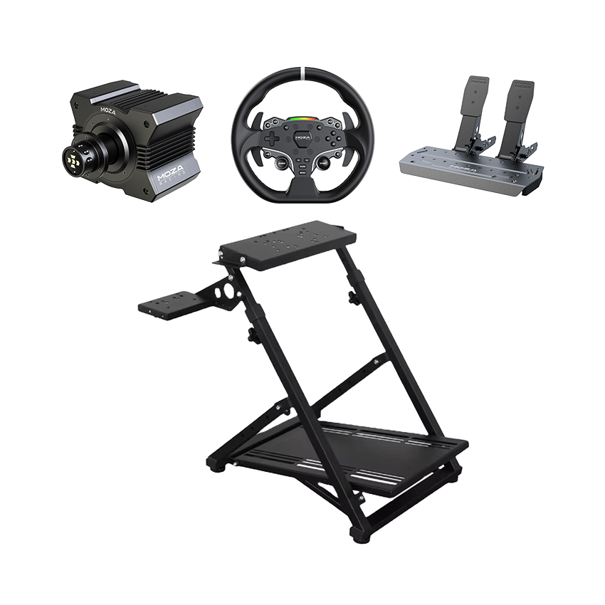 Hệ thống mô phỏng lái xe Vi tính A – Z Racing Silver 10 (GT/F1/Rally) (Moza R5 Bundle/Khung Art Cockpit FOLDING FRAME)
