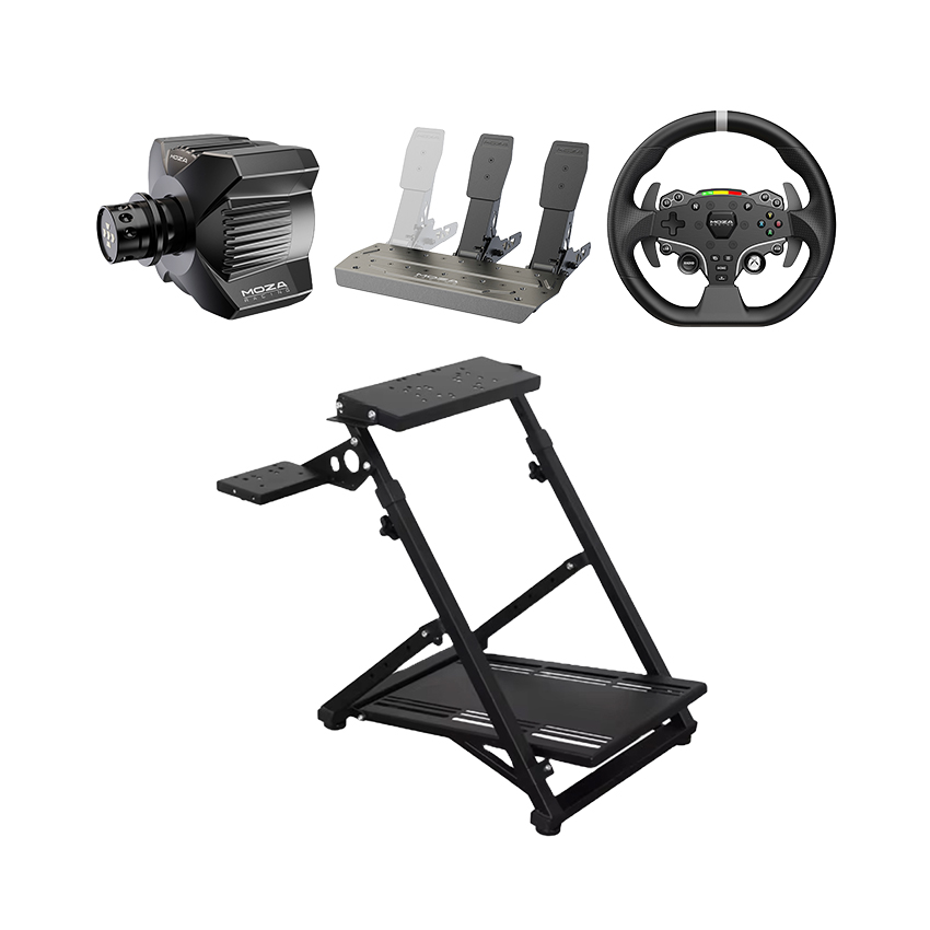 Hệ thống mô phỏng lái xe Vi tính A – Z Racing Silver 11 (GT/F1/Rally) (Moza R3 Bundle/Khung Art Cockpit FOLDING FRAME)