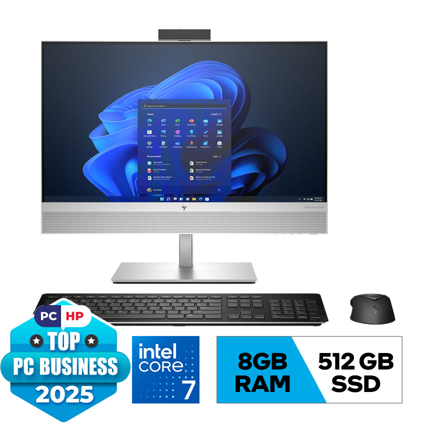 PC HP EliteOne 840 G AIO (B01NYPT) (i7 14700/8GB RAM/512GSSD/23.8FHD Cảm ứng/WL_K&M/Win11/BẠC/3Y)