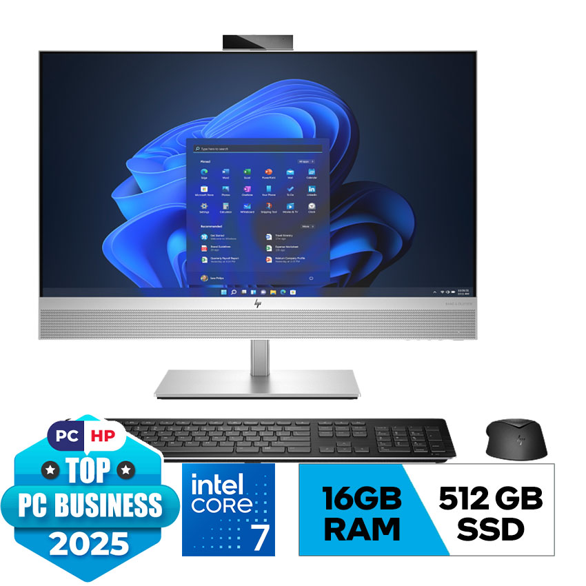 PC HP EliteOne 870 G9 AIO (B01RMPT) (i7 14700/16GB RAM/512GSSD/27QHD Cảm ứng/WL_K&M/Win11/BẠC/3Y)