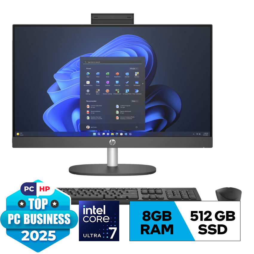 PC HP ProOne 240 G10 AIO (AY2G6PT) (U7 155U/8G/512GSSD/23.8FHD/IPS/WL/BT/KB/M/W11SL/ĐEN)