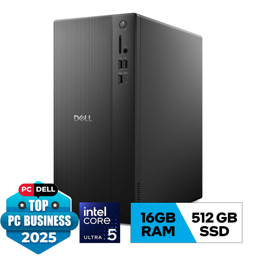 PC Dell Tower ECT1250 (Ultra 5-225 1*16GB RAM DDR5/512GB SSD/WL+BT/K+M/180W PSU/Win11) (DT-U5-16-512G)