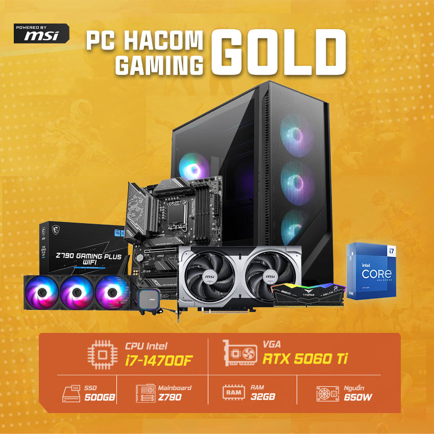 PC Vi tính A – Z PLATINUM PRO ( Intel 14700F / VGA RTX 5060 Ti) POWERED BY MSI