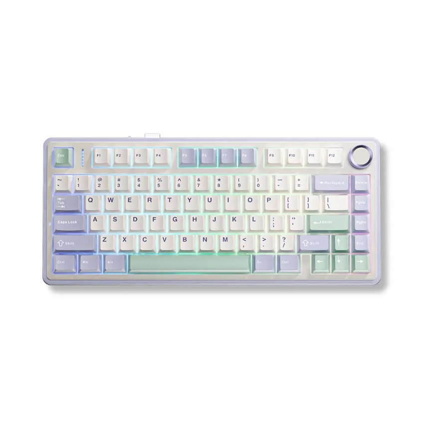 Bàn phím cơ gaming AULA F75 Ice Green (3 Mode/ Tím Nhạt + Be + Xanh Lá/ Reaper Switch)