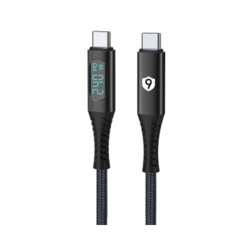 Cáp 9FIT Supreme USB-C to USB-C USB3.2 up to 20Gbps – PD 240W – 4K – LCD 1M Black – 9C24PCCB