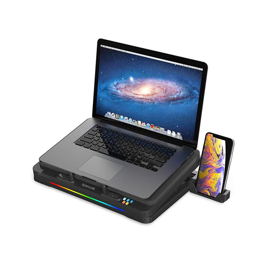 Đế tản nhiệt Laptop REDRAGON 17in 1FAN LED RGB Black Windseeker GCP512