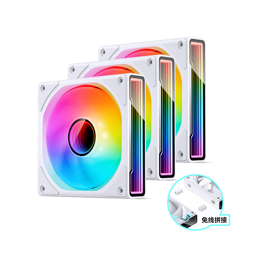 Fan case bộ 3 quạt JONSBO ZK-120W WHITE infinity ( Ghép Nối Không Dây)