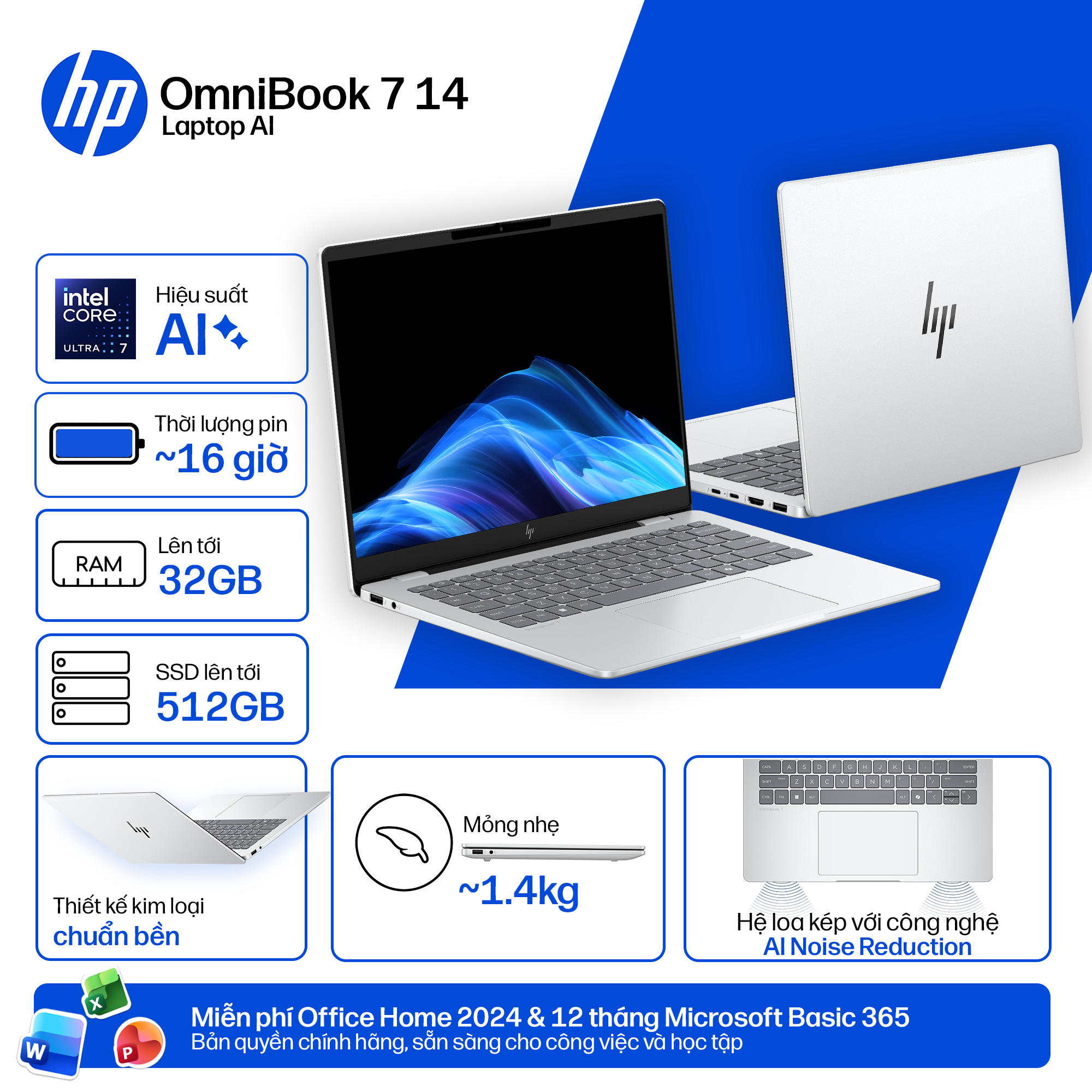 Laptop HP OmniBook 7 14-fs0043TU C1MN3PA (Core 5 210H/16GB RAM/512GB SSD/14 2K/Win11&OfficeHS24+365/Bạc)