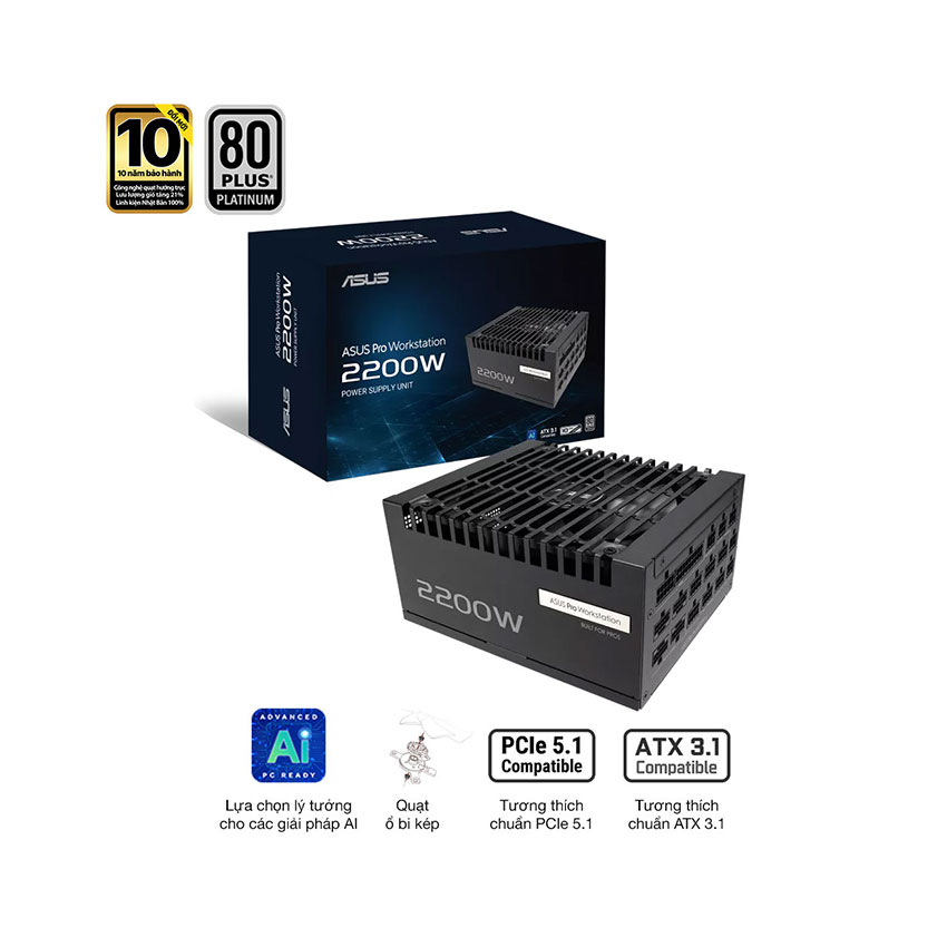 Nguồn ASUS PRO WORKSTATION 2200P – 2200W (80+ Platinum/ATX3.1/Full Modular)