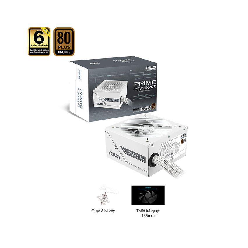 Nguồn Asus PRIME 750B WHITE – 750W (80 Plus Bronze)