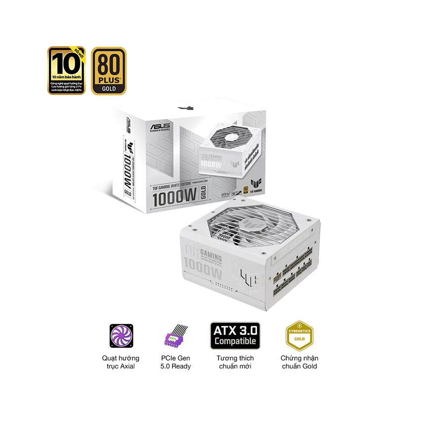 Nguồn Asus TUF Gaming 1000W Gold ATX3.1 White ( Pcie 5.1/80 Plus Gold/Full Modular)