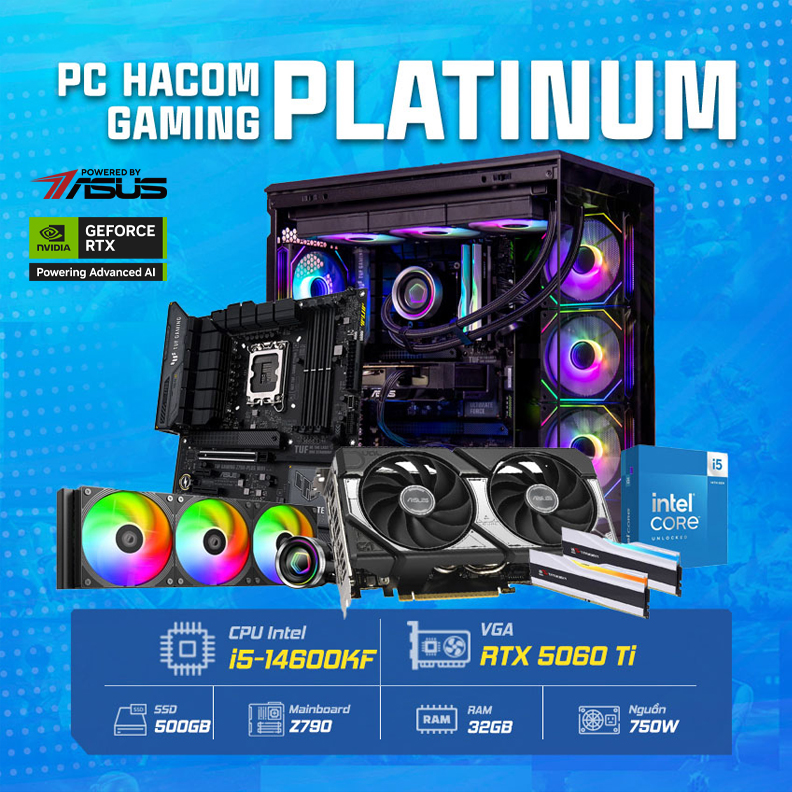 PC Vi tính A – Z PLATINUM PRO 013 ( Intel i5 14600KF / VGA RTX 5060Ti ) POWERED BY ASUS