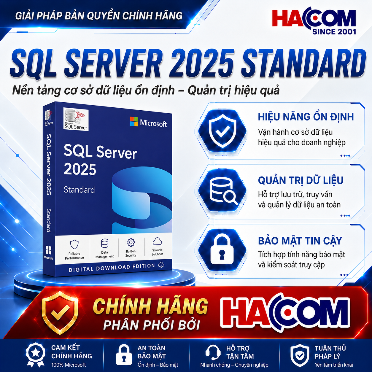 Phần Mềm Microsoft SQL Server 2025 Standard Edition Perpetual 1 Server License