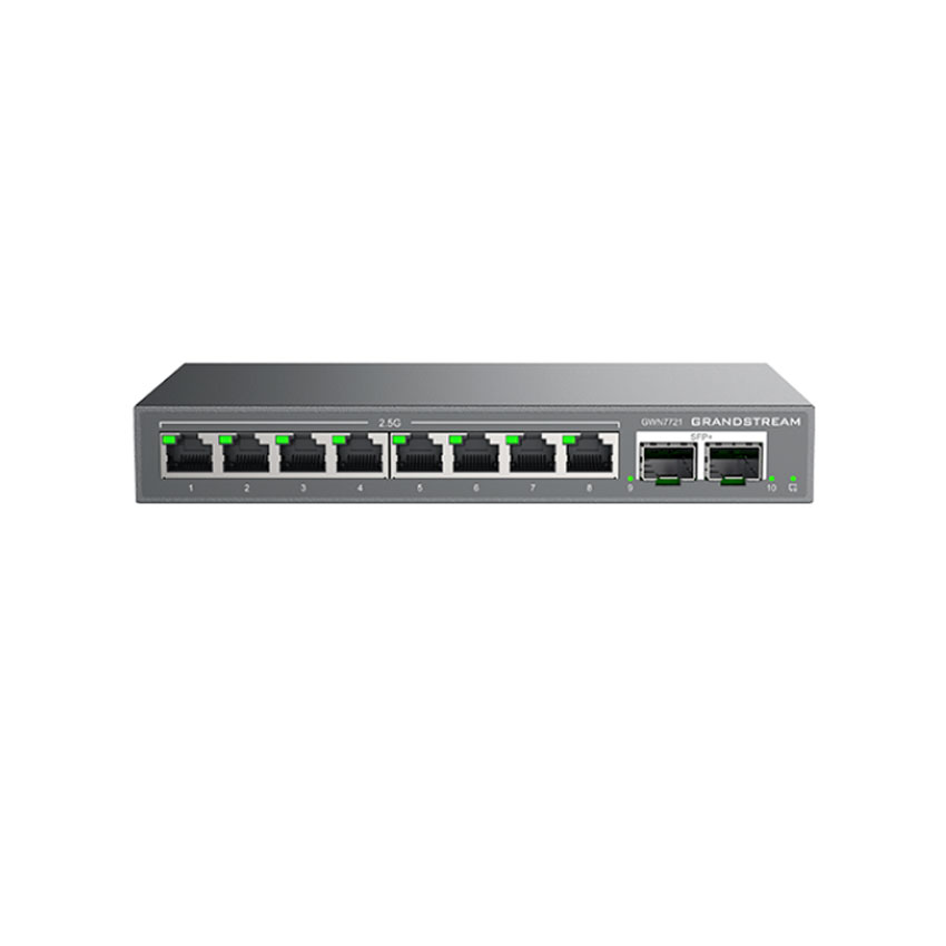 Switch 10 cổng L2 lite Grandstream GWN7721P (8 x cổng 2.5Gbps PoE/PoE+, 2 x cổng 10G SFP+)