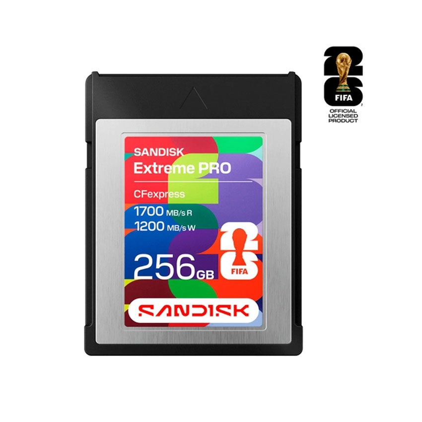 Thẻ nhớ SanDisk CFexpress Type B Card: FWC 2026 Edition PCIe 256GB Flashdrives 1700MB/s(R) / 1200MB/s(W) -SDCFE-256G-GF4NN