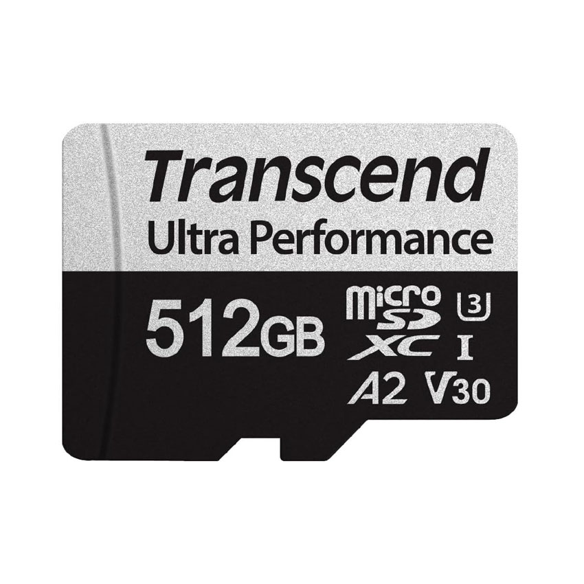 Thẻ nhớ Transcend 512GB microSD w/ adapter UHS-I U3 C10 V30 A2 Ultra Performance (TS512GUSD340S)