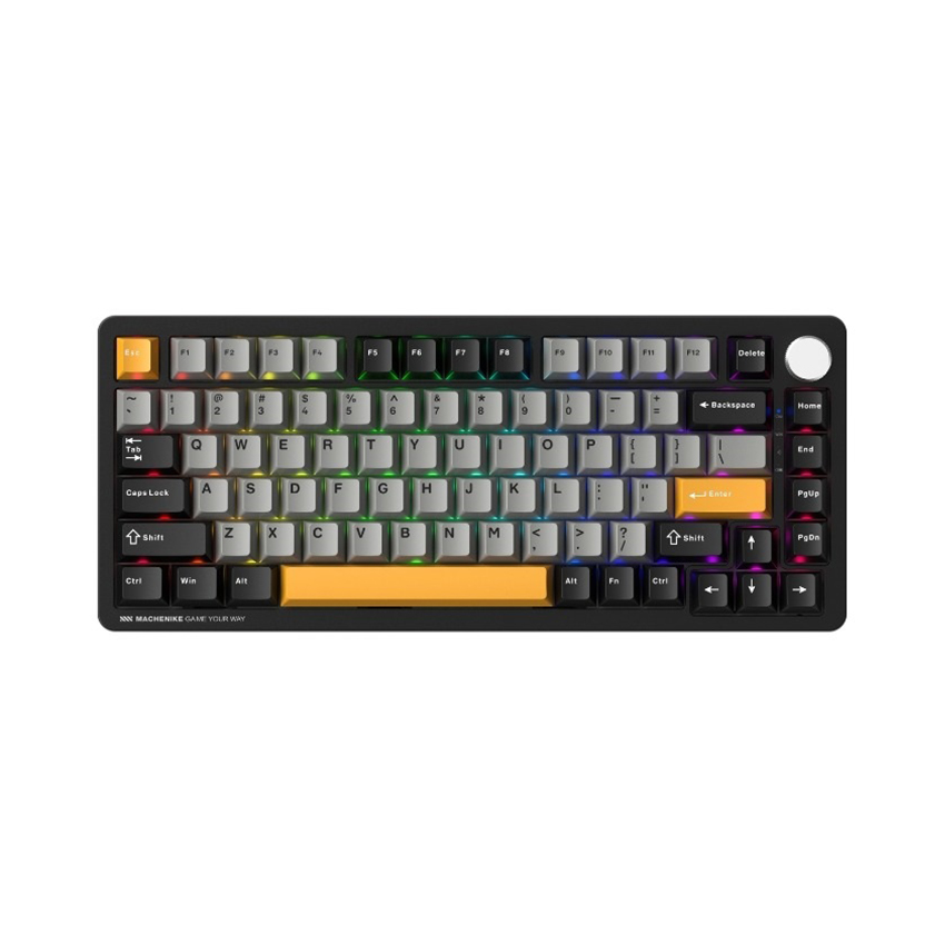 Bàn phím cơ Machenike K600-B82W Tri-mode RGB Black GR Silver Switch (Hàng thanh lý)