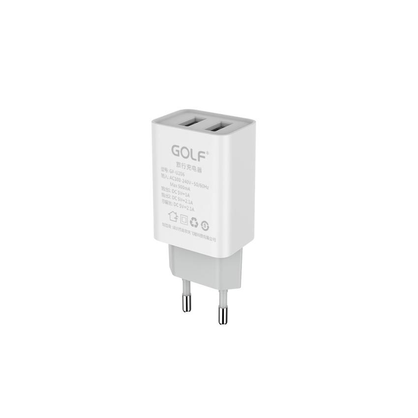 Củ sạc Golf GF-U206 EU 2 cổng USB-A màu trắng