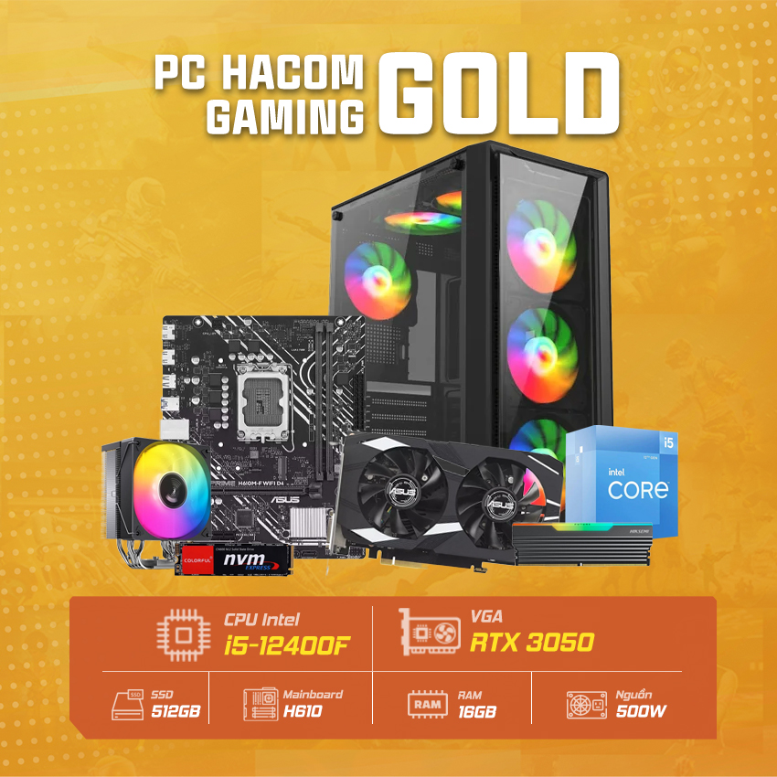 PC Vi tính A – Z GOLD 049 ( Intel 12400F / VGA RTX 3050 / Wifi ) BUNDLE