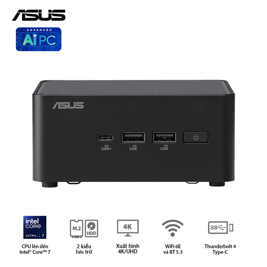 Bộ Mini PC Asus Bộ Mini PC Asus NUC 14 PRO Tall RNUC14RVHU500000i (U5- 125H/ 2xNVMe, SATA/ 2x HDMI 2.1/2x DP 1.4a/ VESA MOUNT)