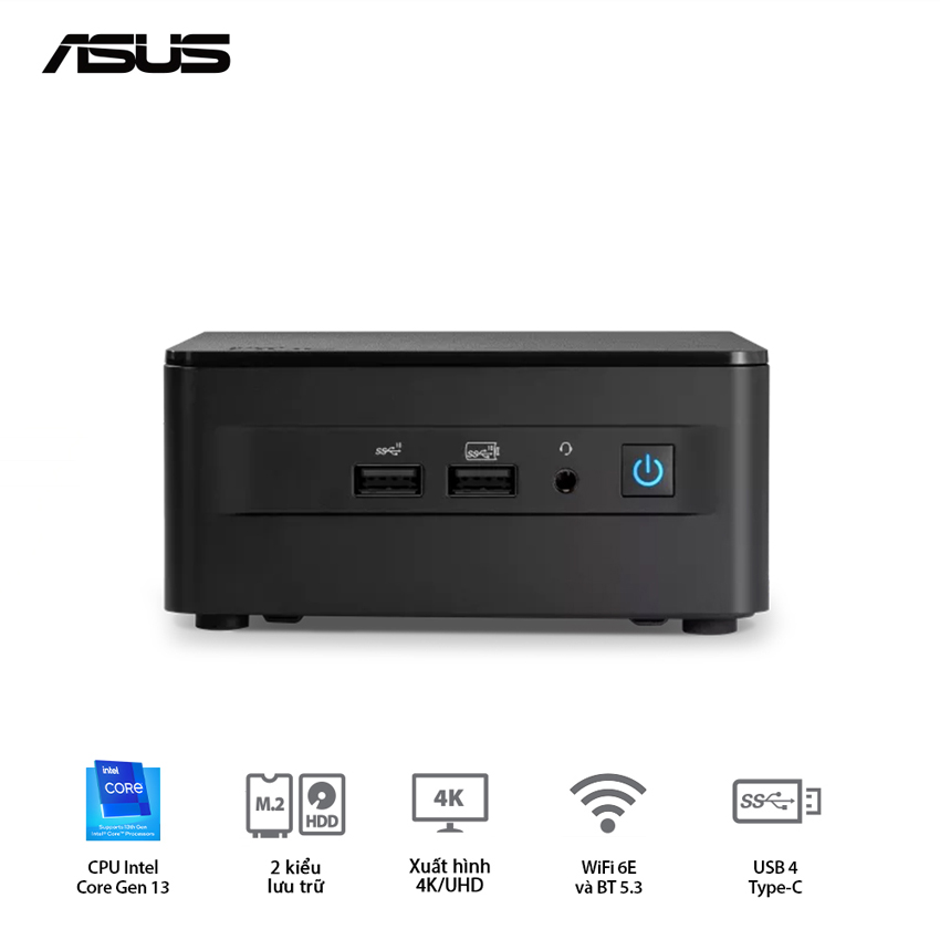 Bộ Mini PC Intel NUC13 PRO Tall RNUC13ANHI500000I ( i5-1340P/ 2xDDR4-3200 / 3xNVMe, SATA/ 2x HDMI 2.1/2x DP 1.4a/ VESA MOUNT)