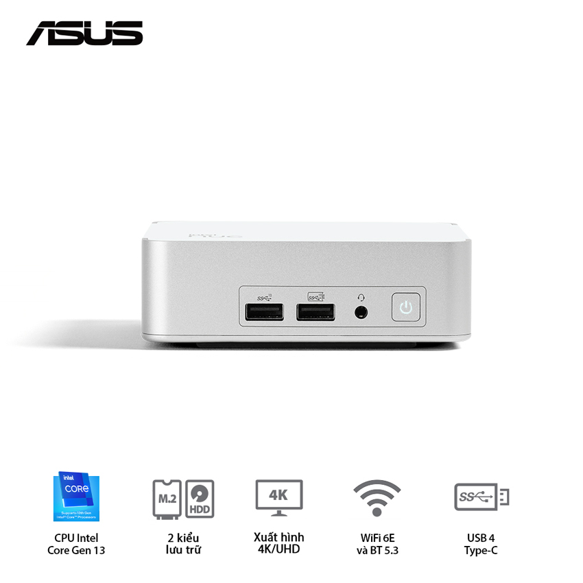 Bộ Mini PC ASUS Intel NUC13 Prodesk NUC13VYKI5 ( i5-1340P/ 2xDDR4-3200 / 2xNVMe, SATA/ 2x HDMI 2.1/2x DP 1.4a ) 90AB3VYK-MR6160
