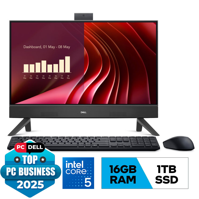 PC Dell 24 AIO EC24250 (i5 1334U/16GB DDR4/1TB GB SSD/23.8 inch FHD/Camera/WL+BT/KB+M/Win 11H/Office2024/Đen) (DR93T51)