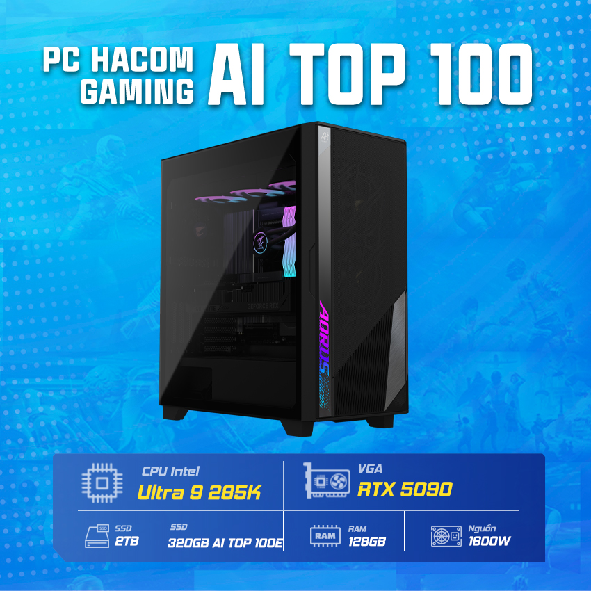 PC Vi tính A – Z AI TOP 100 Z890 ( Core Ultra 9 285K / 128GB RAM / 2TB SSD / VGA RTX 5090 ) POWERED BY GIGABYTE