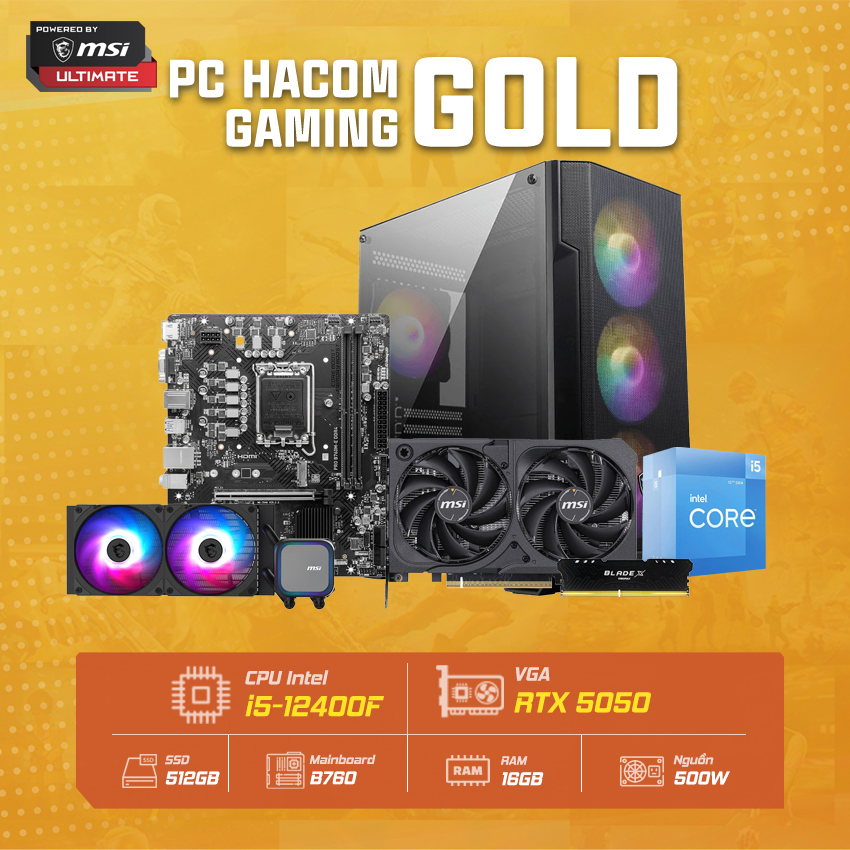 PC Vi tính A – Z GOLD 052 ( Intel i5 12400F / VGA RTX 5050 ) POWERED BY MSI