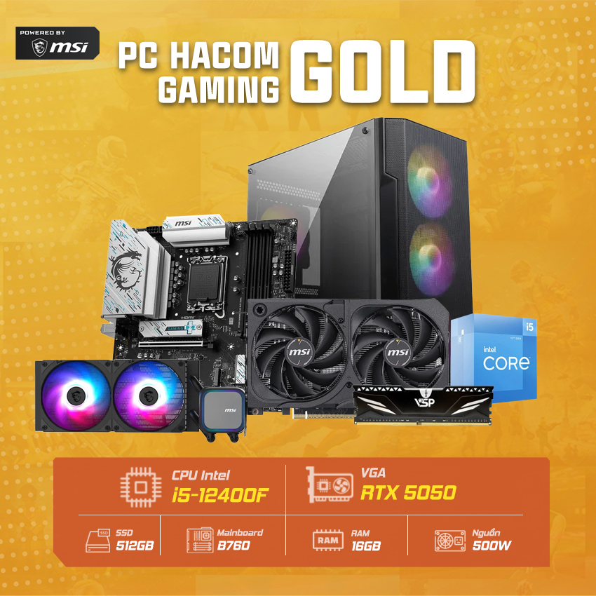 PC Vi tính A – Z GOLD 079 ( Intel i5 12400F/ WIFI / VGA RTX 5050 ) POWERED BY MSI
