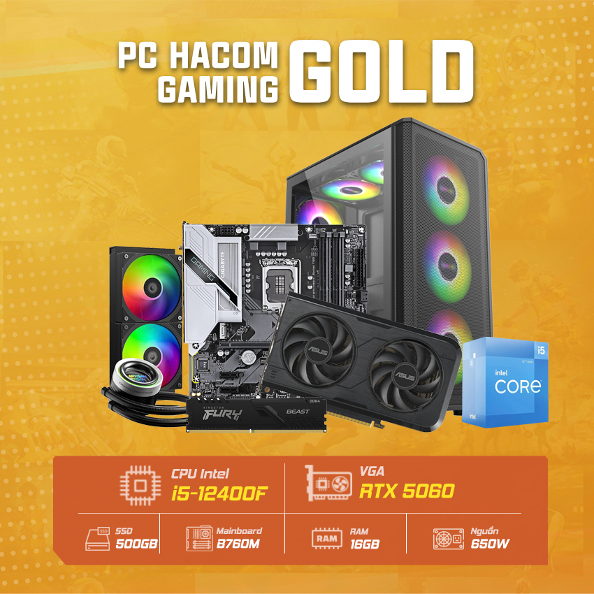 PC Vi tính A – Z GOLD PRO 048 (Intel i5 12400F / Wifi / VGA RTX 5050) Vi tính A – Z EDITION
