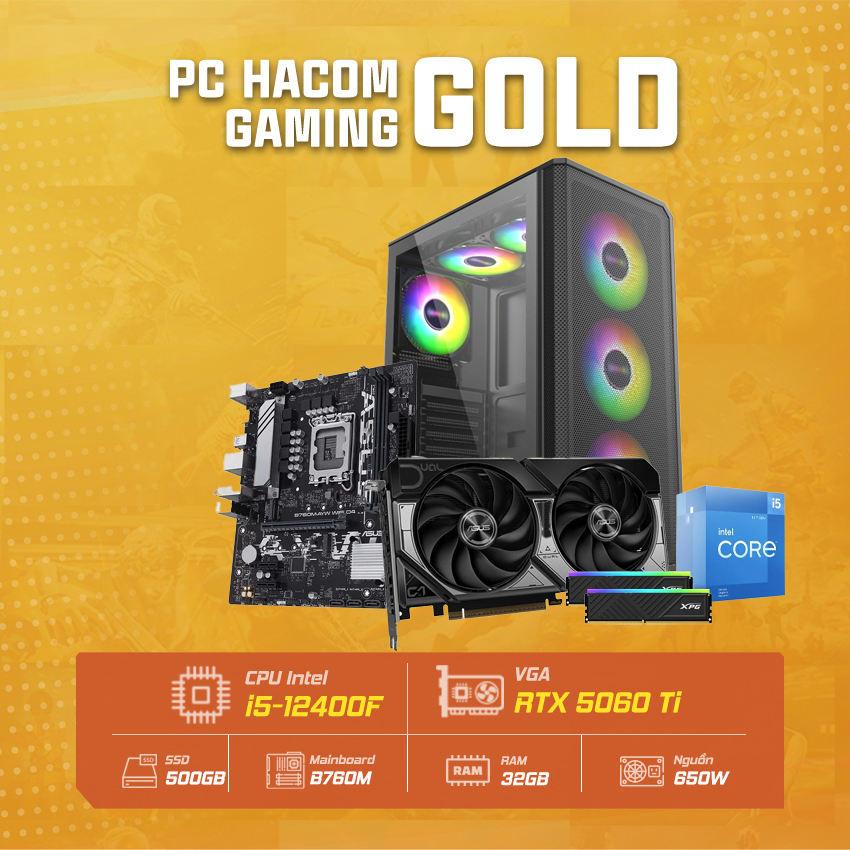 PC Vi tính A – Z GOLD PRO 049 (VGA RTX 5060 Ti 8GB/ Intel i5 12400F )