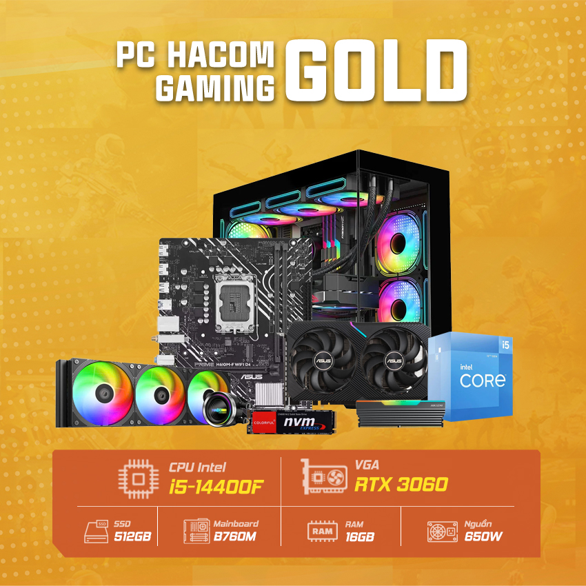PC Vi tính A – Z GOLD PRO 049 ( Intel i5 14400F/ VGA RTX 3060 ) Vi tính A – Z EDITION