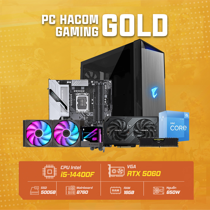 PC Vi tính A – Z GOLD PRO 049 ( Intel i5 14400F / VGA RTX 5060 ) POWERED BY GIGABYTE