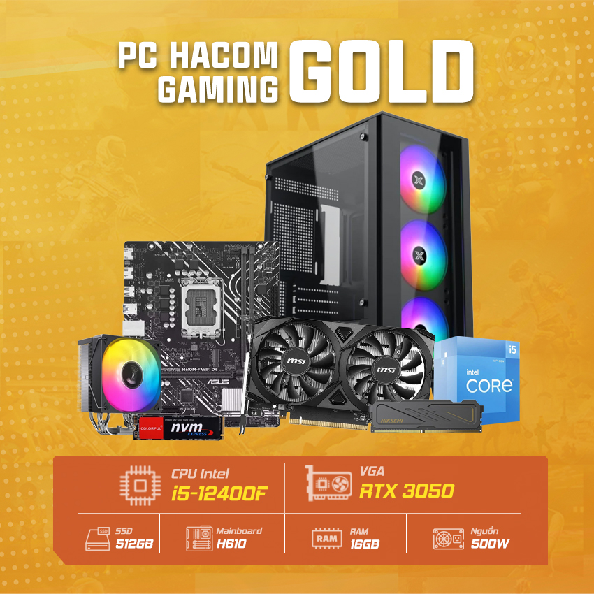 PC Vi tính A – Z GOLD PRO 050 ( Intel i5 12400F/ VGA RTX 3050/Wifi) BUNDLE